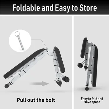 leikefitness Regulowana ławka do ćwiczeń Składana ławka do ćwiczeń z automatyczną blokadą do odchylania pionowego i płaskiego Fu