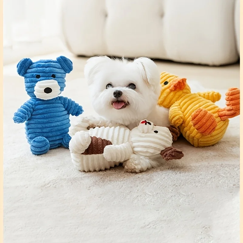 12-piece dog plush toy set, random and diverse styles, with squeak, without storage basket, suitable for small dogs