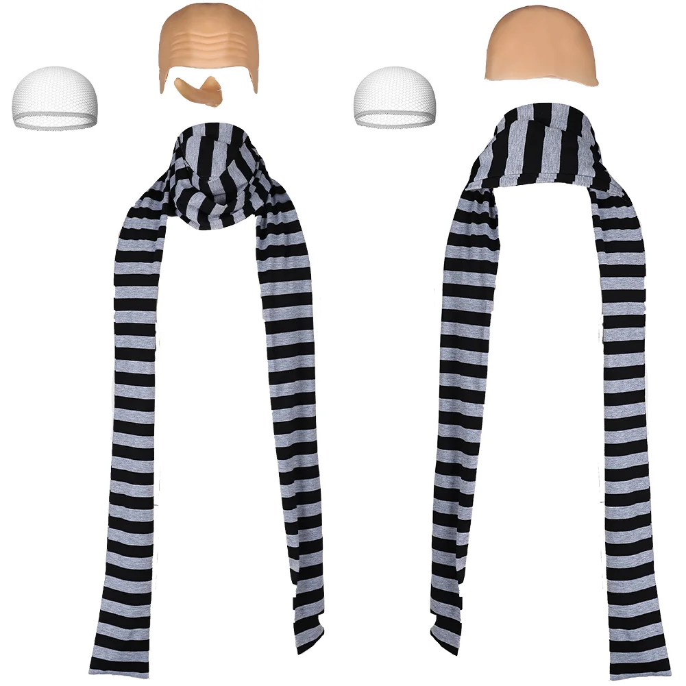 Gru Cosplay Men Scarf Headwear Nose Hairnet Costume Accessories Movie Cartoon Thief Dad Role Play Suits Props Halloween Clothes