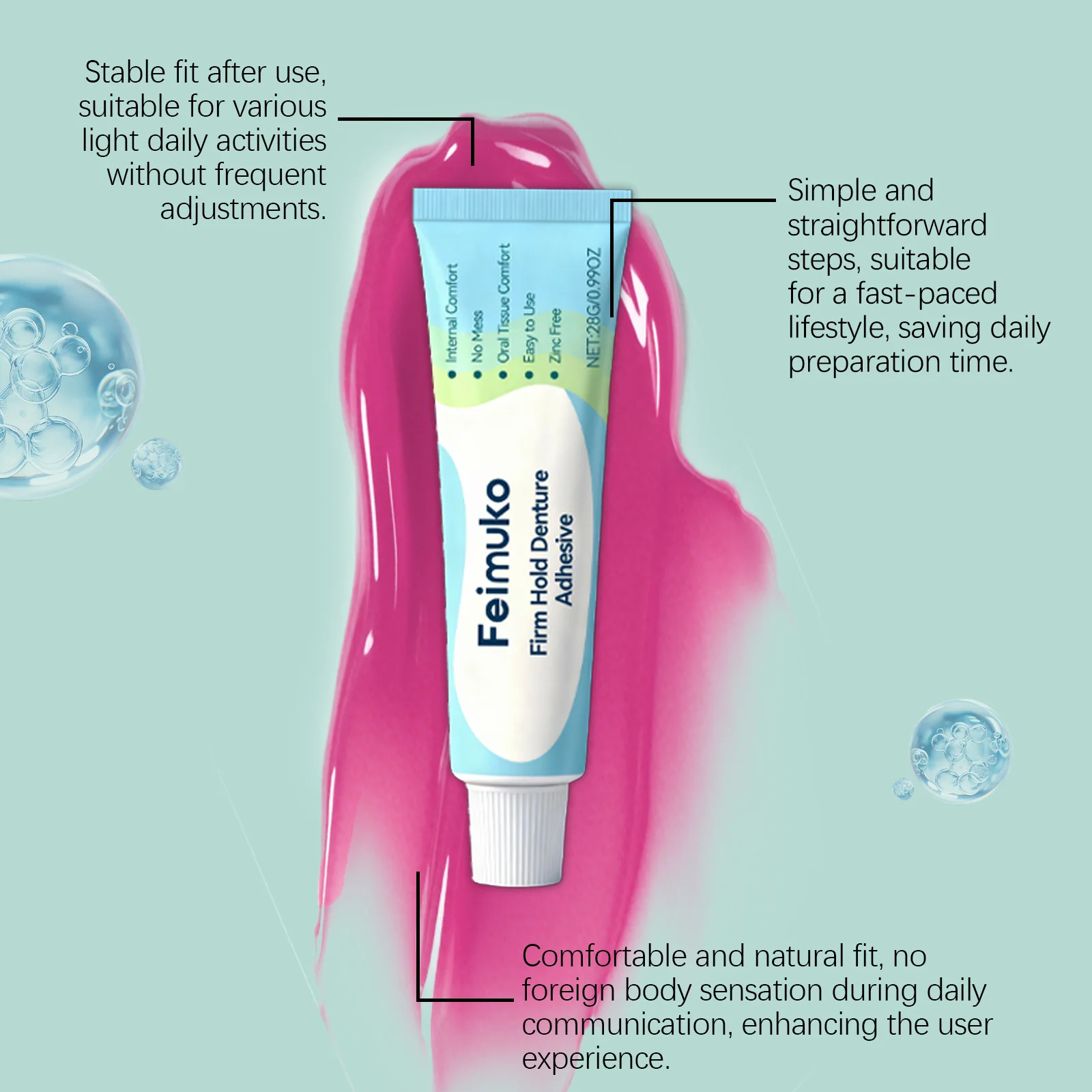 Comfort Denture Adhesives Denture Firm Fixation Anti-Dislodgement Long Lasting Hold Secure Fit Denture Adhesives Glue Teeth Care