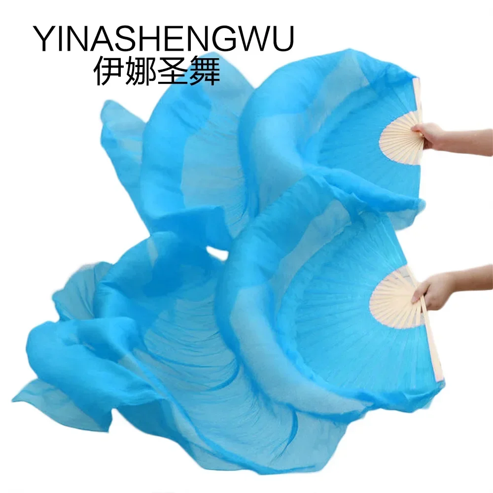 

Ребрышки из бамбука ручной работы, реквизит для танца, шелковые веера для танца живота, натуральный шелк, 1 шт., левая рука, 1 шт., шелковые веера для танцев правой руки, чистый цвет