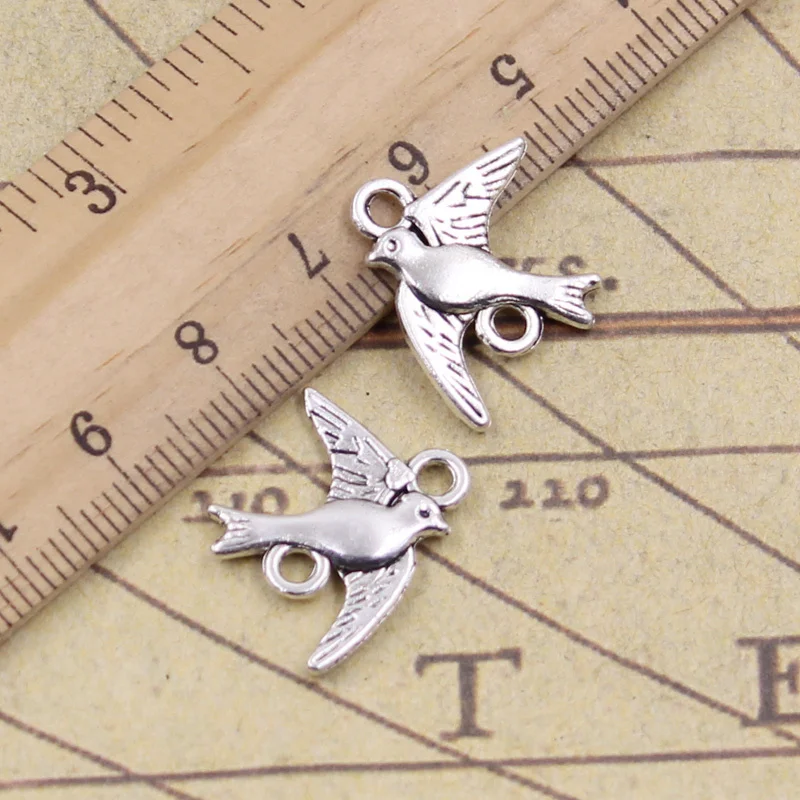 25pcs Charms Swallow Connector Bird Link 21x17mm Tibetan Bronze Silver Color Pendants Crafts Making Findings Antique DIY Jewelry