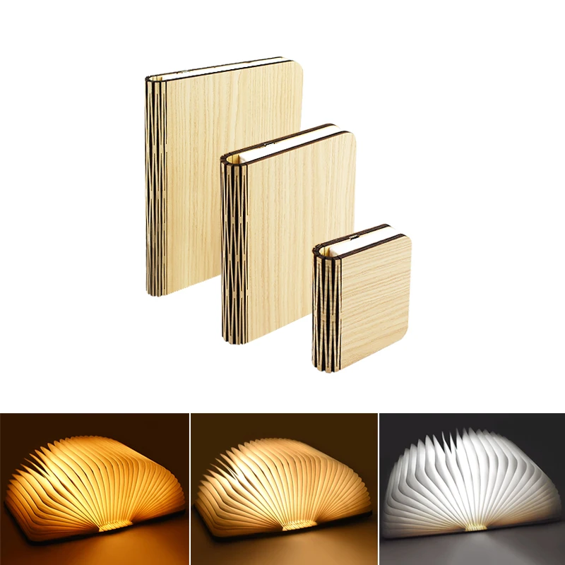 Folding Book Lamp LED Rechargeable 3-Color Night Light Birthday Gift Luminous Book Table Lamp Bedside Lamp Ambient Light
