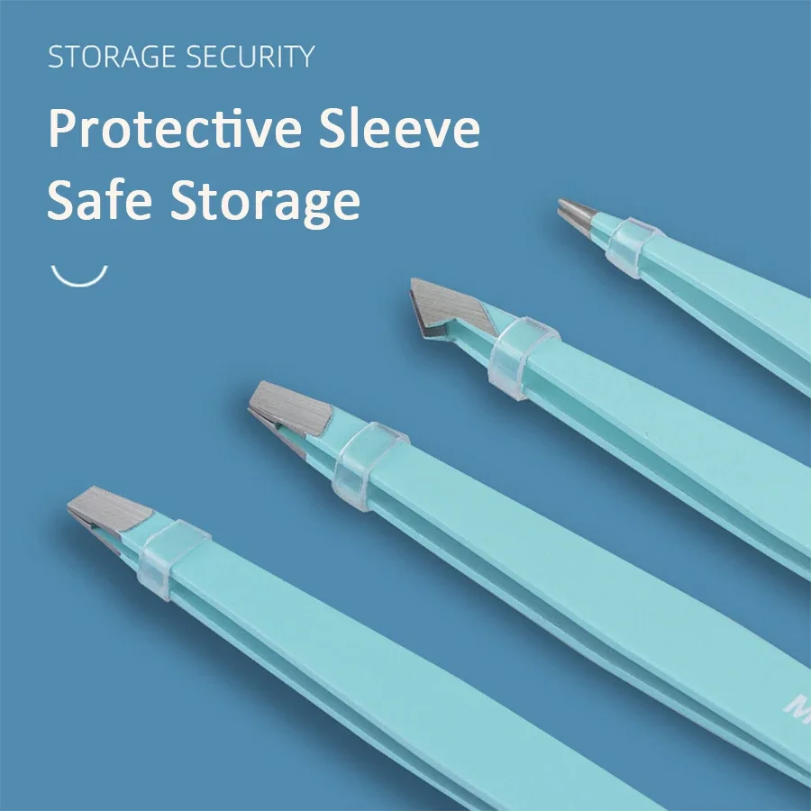 

4-piece set of eyebrow tweezers, fine hair plucker, women's stainless steel slanted eyebrow clip, makeup tools, easy to carry