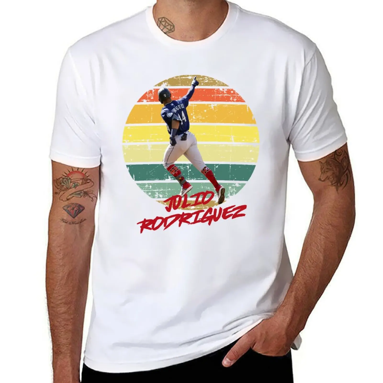 

julio rodriguez retro circle T-Shirt man tshirt man t shirt cotton T-Shirt