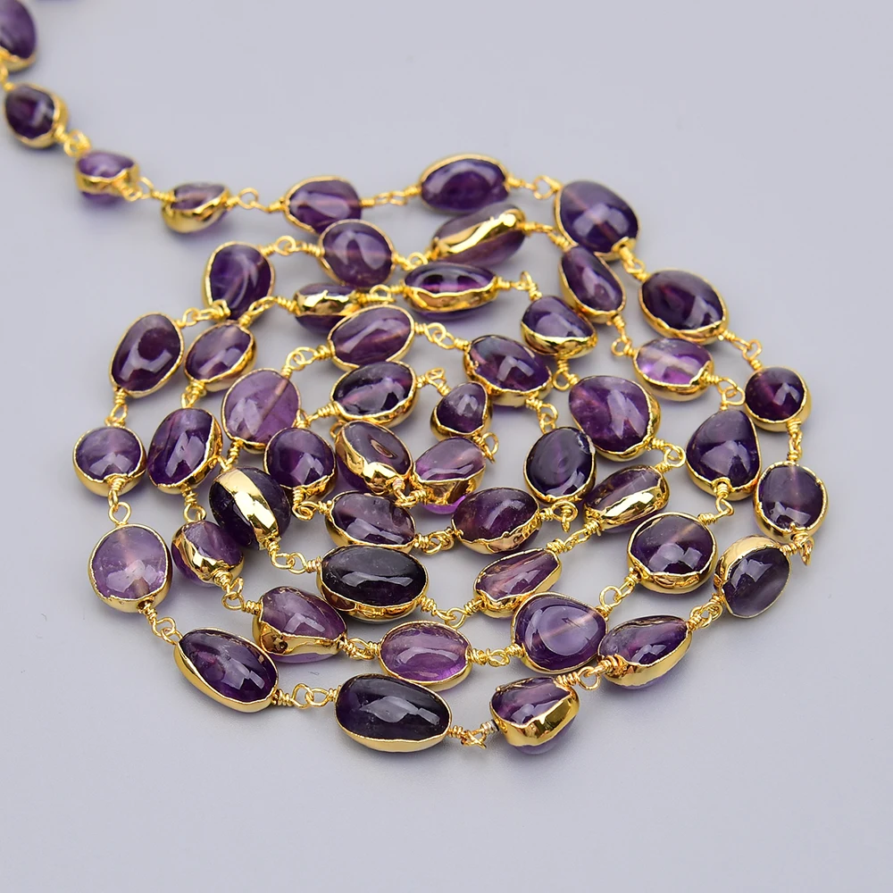 APDGG 1メートル天然パープルアメジストクォーツルースビ - Jewelry Making Gemstones のレビューと価格