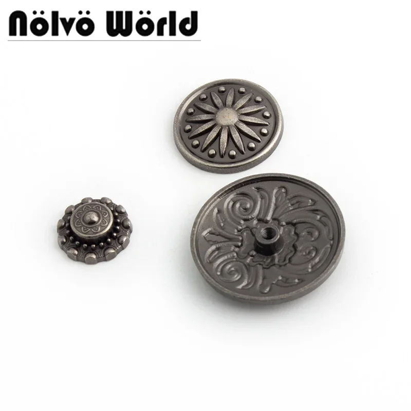 10-50pcs 15-22-29mm Old Silver High Level Pattern Style Metal Studs For Handbag Woman Purse Rivet Accessories