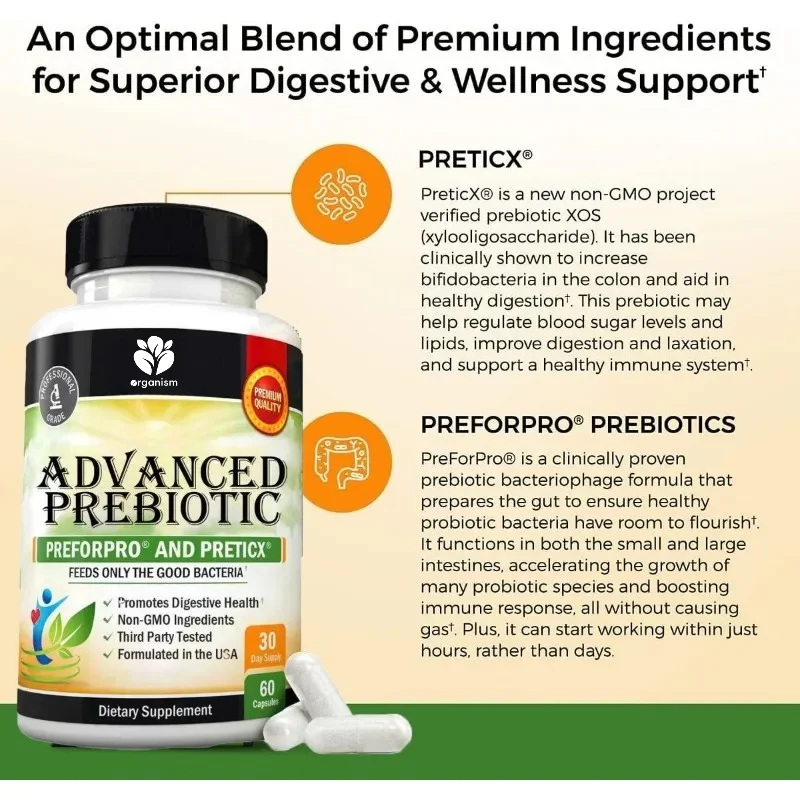 Probiotic capsules, intestinal digestive health supplements, intestinal microbiota expansion and immune support -1 month supply