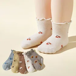 5 Pairs a Lot MILANCEL New Autumn Baby Flower Socks Kids Girls Cute Printed Fruits Floor Socks Toddler Anti Slip Adhesive Socks