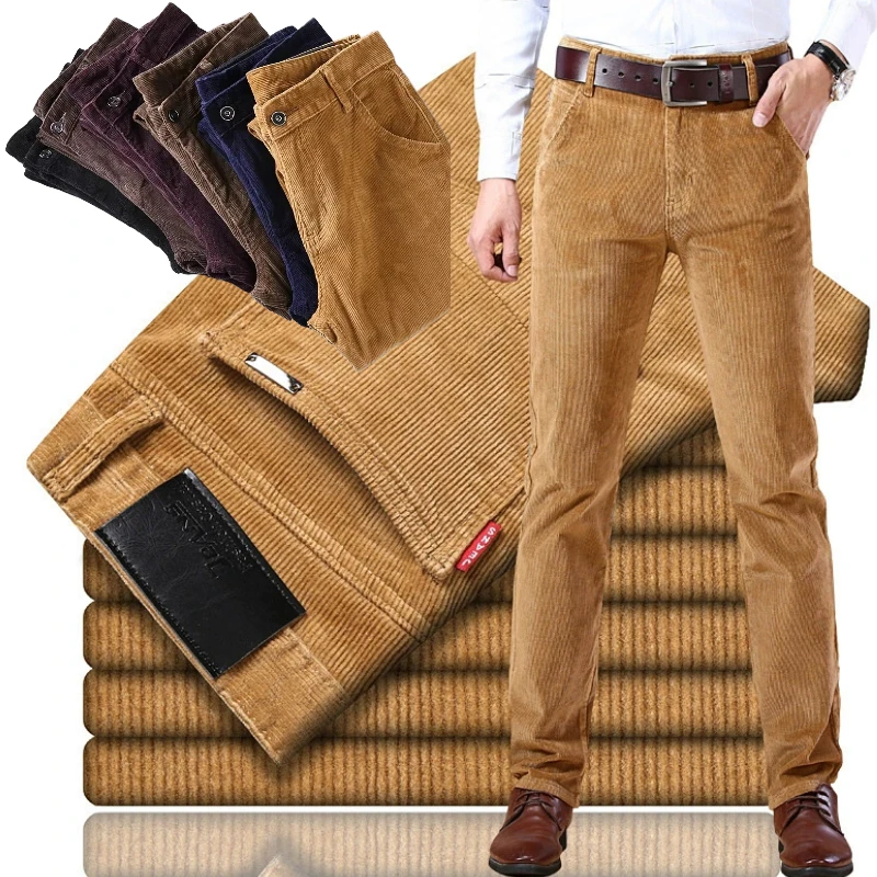 

Men's Corduroy Pants Straight Fit Casual Trousers Multiple Colors Classic Cord Pants for Men Daily Wear Business Fashion Trouse