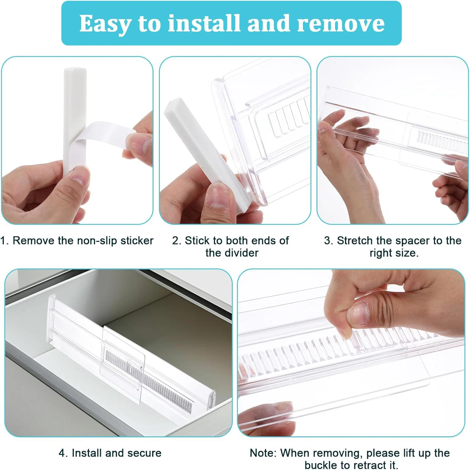 4/6/8/12 Pack Expandable Drawer Dividers, Drawer Dividers for Kitchen Utensils, Bedroom Clothes, Organization and Storage