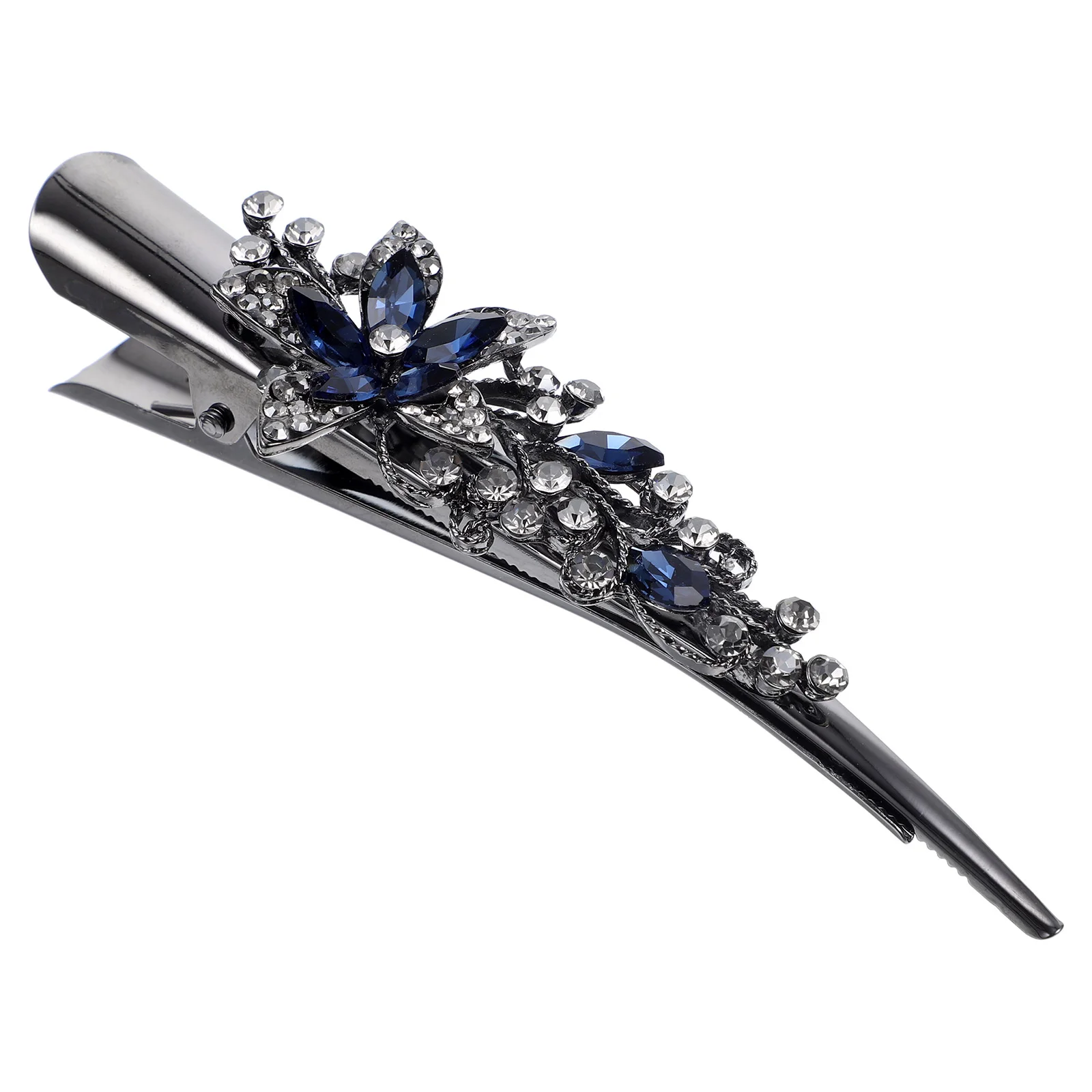 Crystal Retro Large Rhinestone Metal Horn Clip Headband Hairpin Pointed Beak (dark Blue) Miss Alligator Clips for