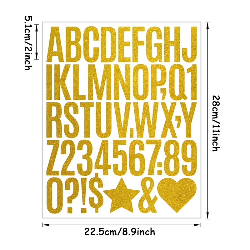 6/12pcs Mixed Shiny Golden Powder Letter Number Sticker Gold Sparkling Alphabet for DIY Crafts Scrapbook Stationery Gift Decor﻿