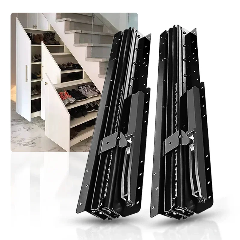 

Soft Close Bottom Mounted Drawer Slides Ball Bearings Full Extension Heavy Duty Stair Cabinet Glides Rails 120kg Load