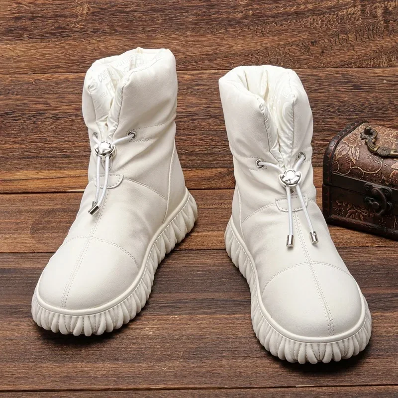 Genuine Leather Women Winter Boots Warm Waterproof Bread Boots Natural Leather Snow Boots Ankle for Women