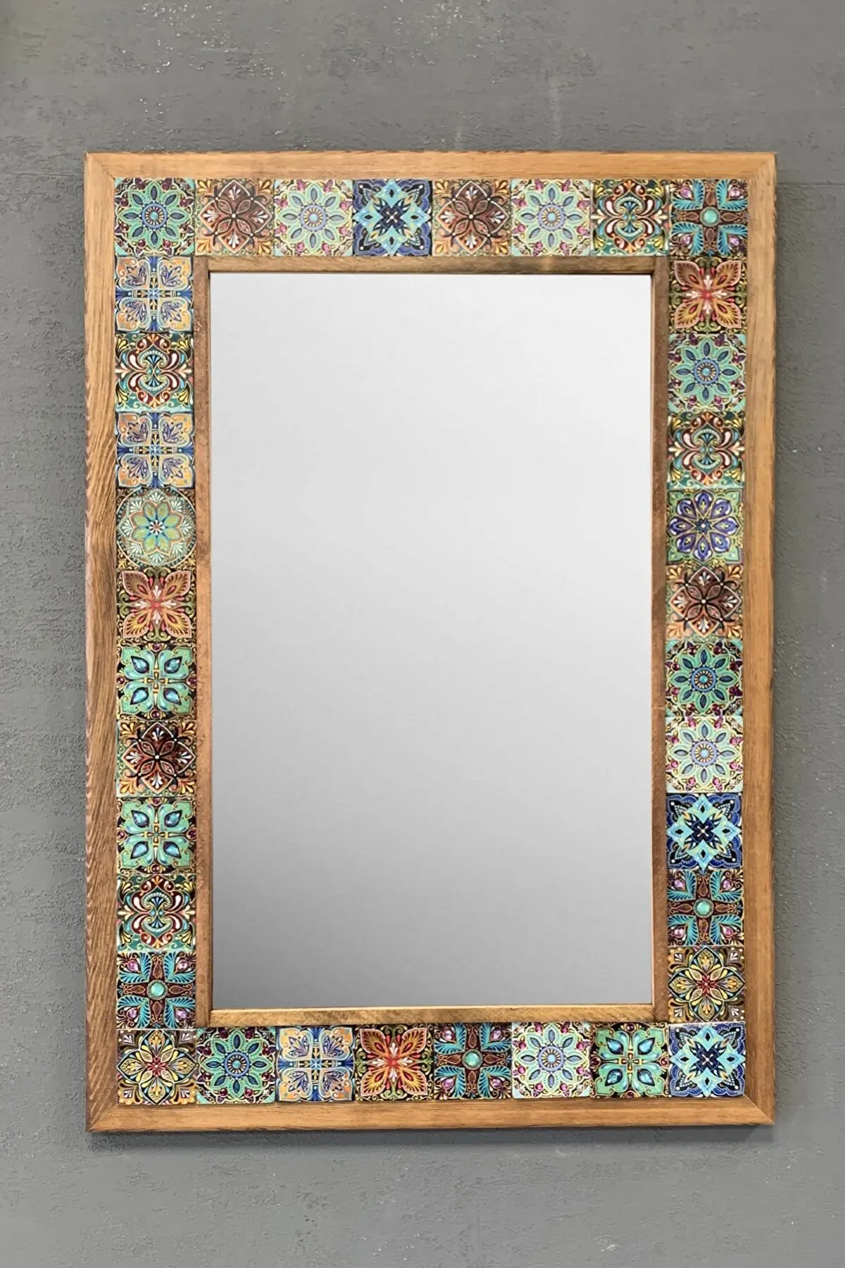 

Framed Mosaic Stone Mirror 43 Cm X 63 Cm Colorful Stylish Modern 2022 Season Home Wall Decoration