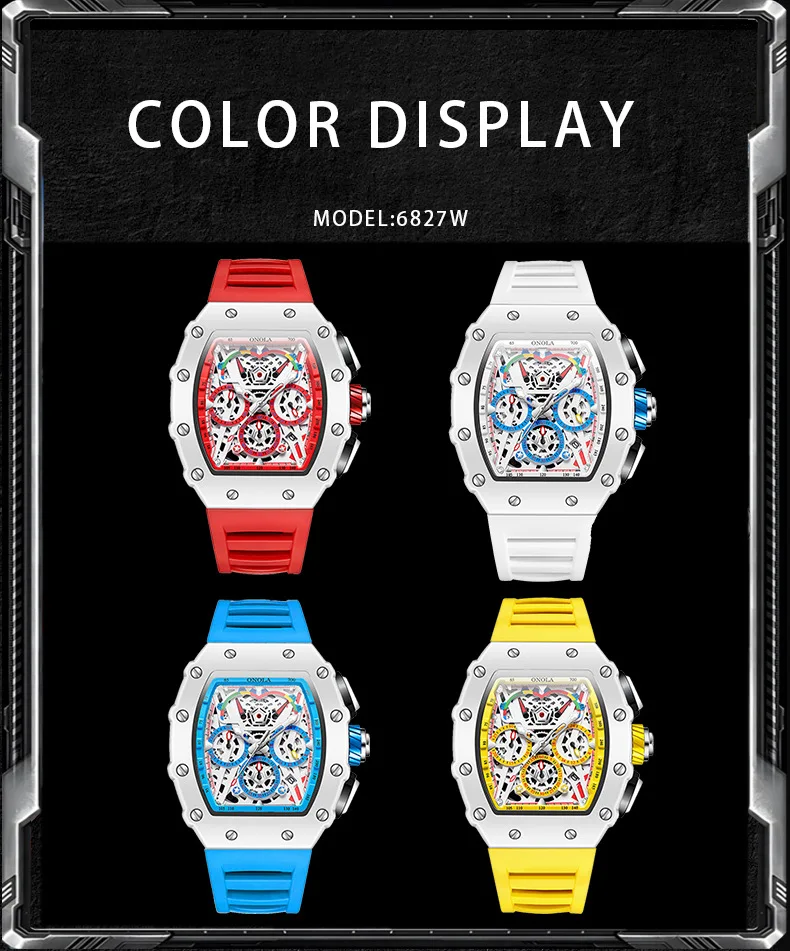 Nuovo orologio da uomo al quarzo impermeabile multifunzionale con cinturino in silicone, orologio sportivo dal design alla moda