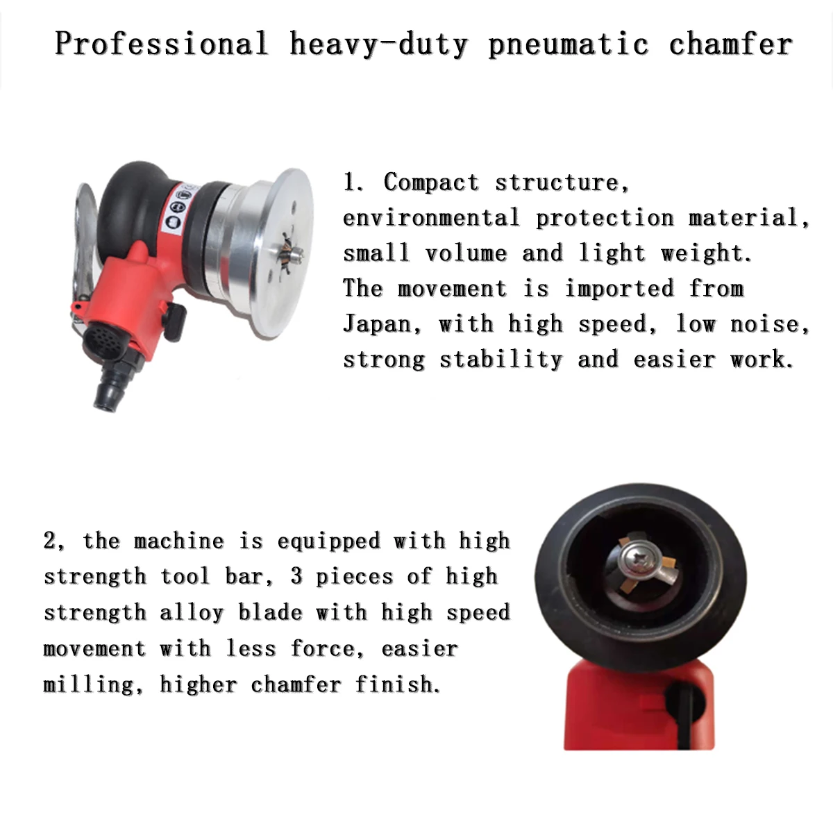 SN-7053 3-Flute Pneumatic Chamfering Tool 0-3mm Adjustable Beveling Steel/Alloy/Mold | Industrial Edge Deburring