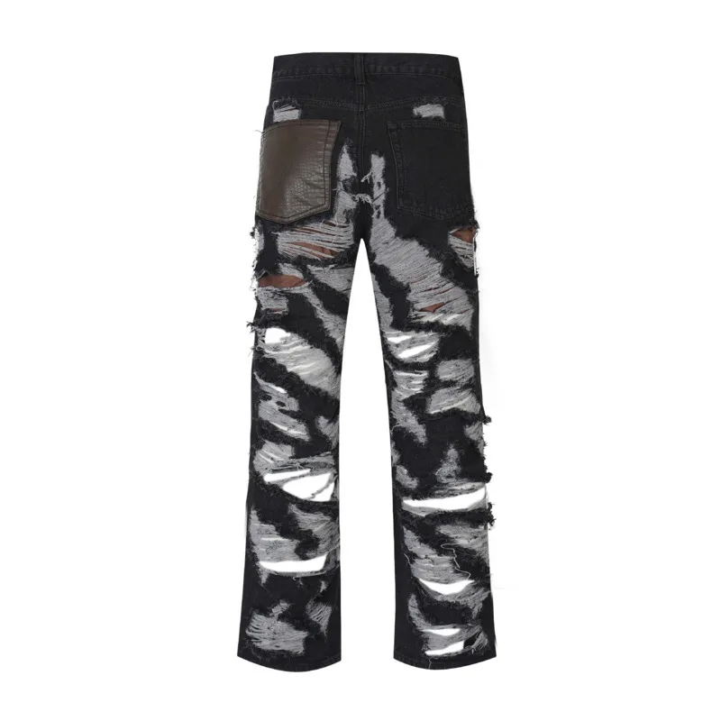 الرجال إلكتروني الطباعة العمل خارج الجينز ، واسعة الساق ، مستقيم الساق ، عادية ، تنوعا الدنيم السراويل ، فضفاضة تناسب السراويل ، للجنسين ، Y2K ، ملابس الشارع