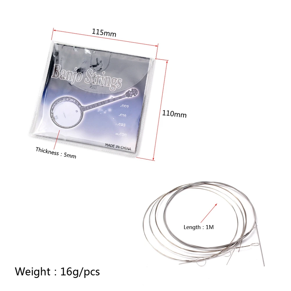 

4 PCS Banjo Strings Set 4 String Compatible Steel Coated Copper Alloy 0.23mm 0.41mm 0.58mm 0.76mm Lifespan Anti