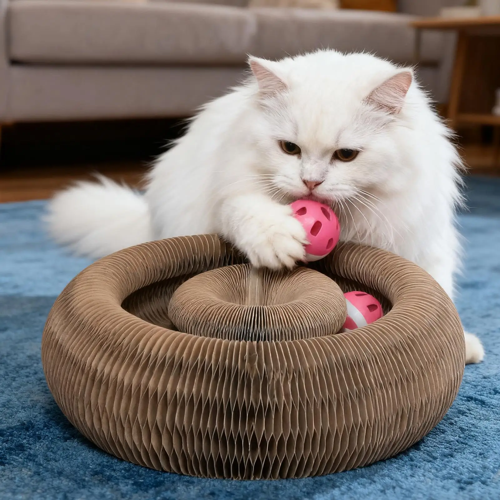 

Когтеточка для кошек, умные физические упражнения, интерактивная игрушка, интерактивная картонная игрушка с колокольчиком для внутреннего и наружного спальни, гостиной