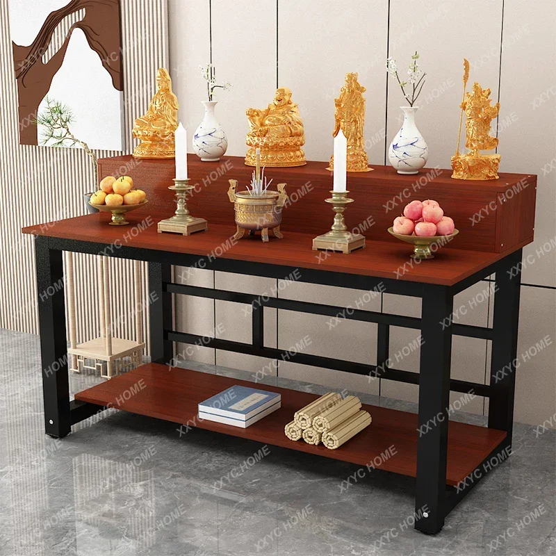 Chinese Style Buddha Shrine Altar Household Solid Wood Incense Burner Table Modern Minimalist Buddha Shrine Worship  Economical