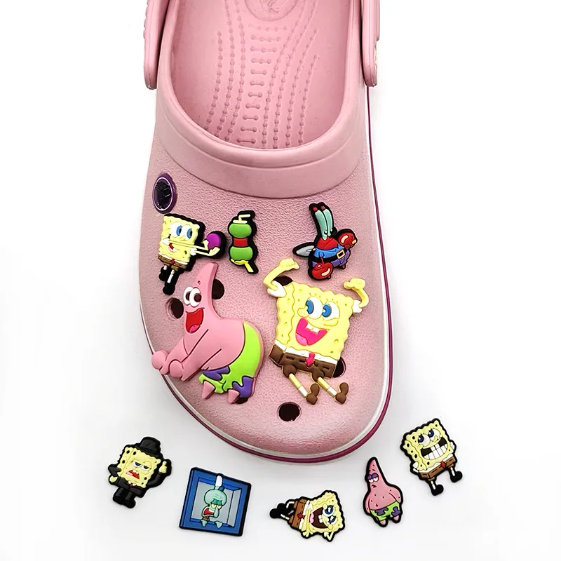10pcs Large 3D Ocean Shoe Charms PVC Clog Shoe Decor Buckles Detachable Hole Shoe Pins Cute Square Underwater Figure Ornaments