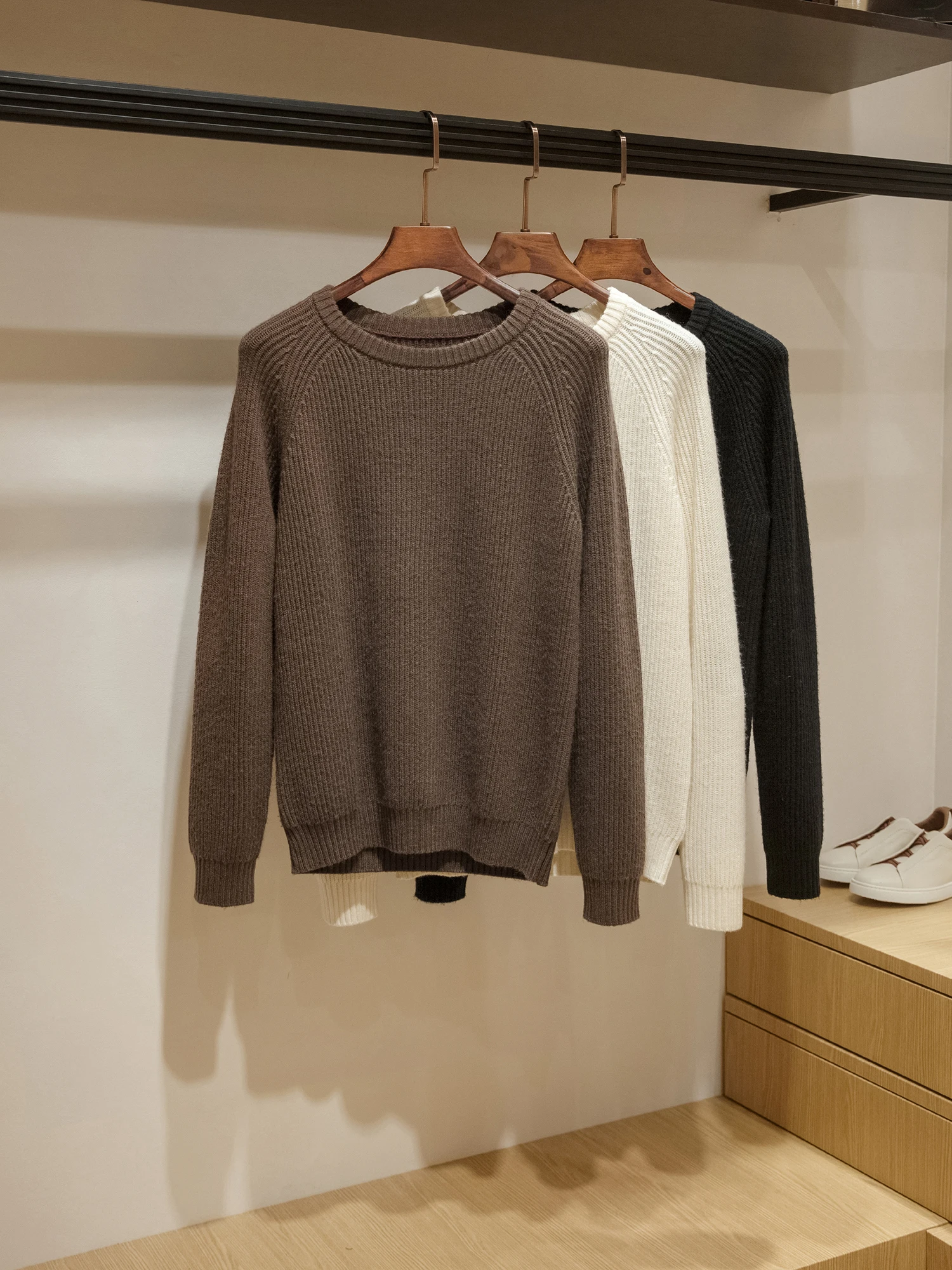 

Versatile Casual Men's Knitwear round Ne Sweater Wool Blend High Gauge Winter Warm Faion Urban Sle Long Sve Color
