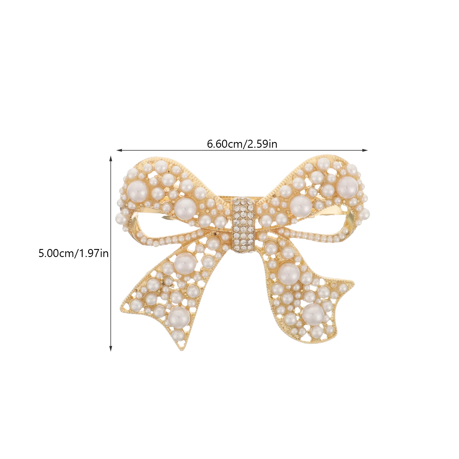 Bow Hair Spring Clip Pearl Rhinestone Decor Clip Headdress for Female Woman Lady Golden White Hair Clip Bow