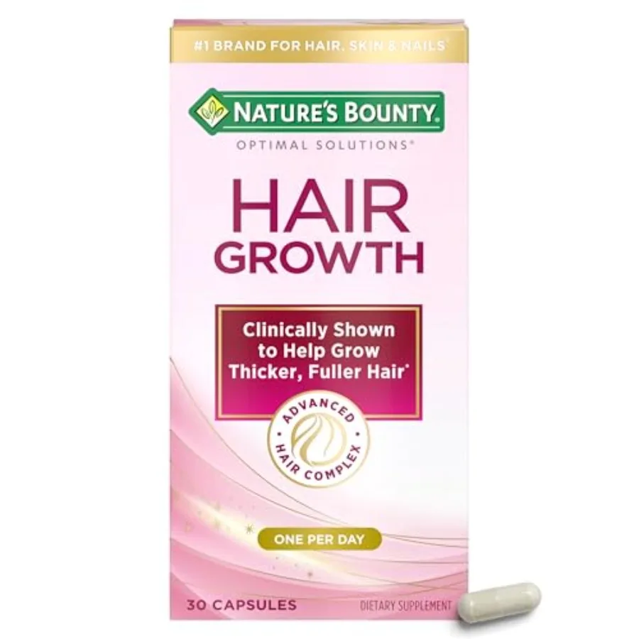 Nature's Bounty Optimal Solutions Hair Growth Supplement with Biotin Hair Growth Vitamins with Biotin Silicon and Arginine 1 Pe