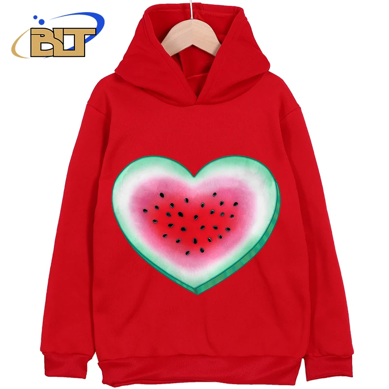 Watermelon Heart Printed Children's Clothing Classic Sportswear Children's New Hoodie Suitable for Boys and Girls