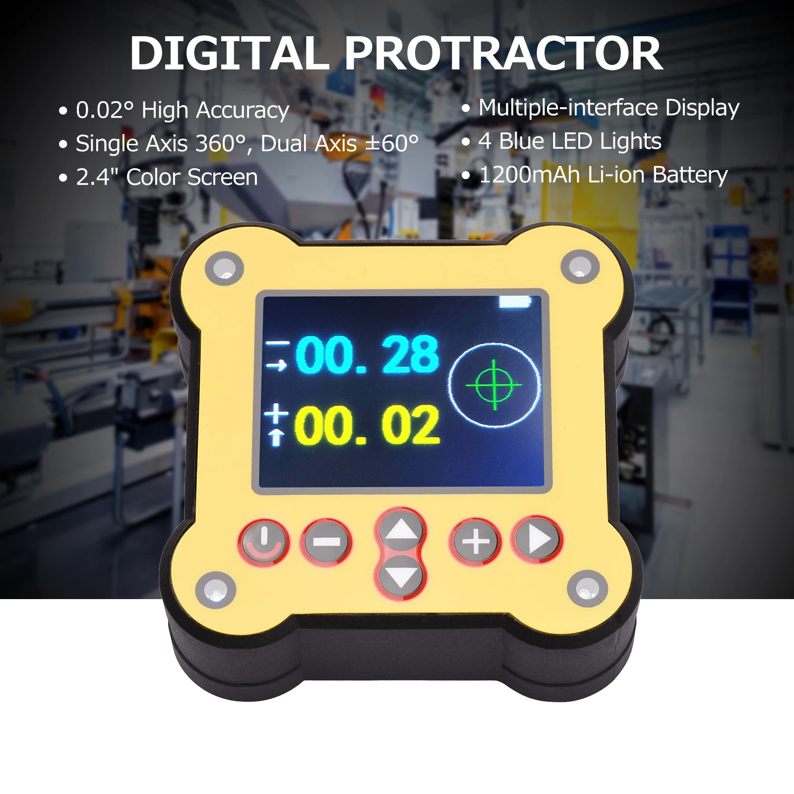 Dual Axis Digital Protractor Inclinometer Magnetic 0.02° Accuracy Angle Finder Level Box Woodworking Machinery Construction