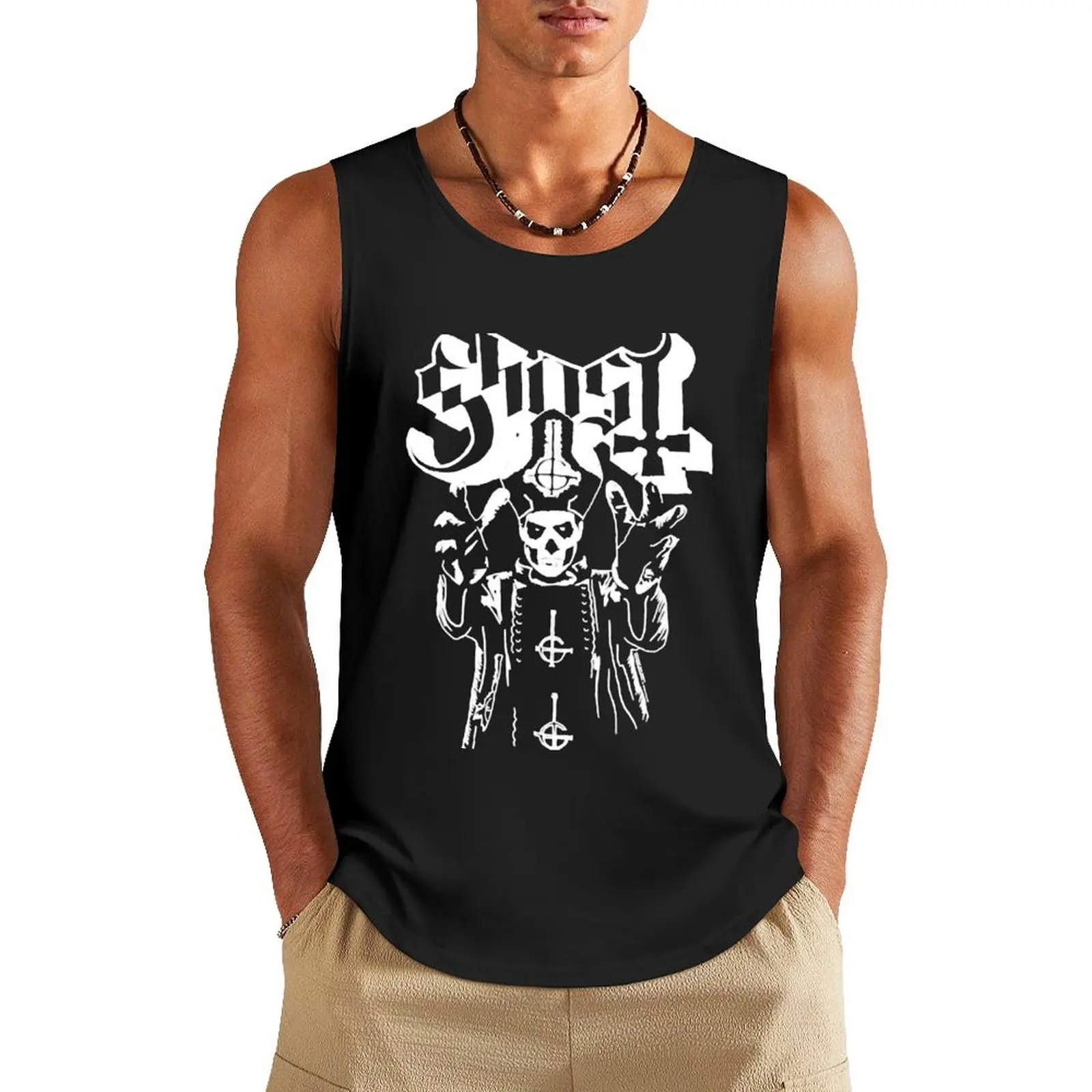 Ghost B C Hands Up Papa Emeritus Black New Officia Tank Top sleeveless man shirts anime