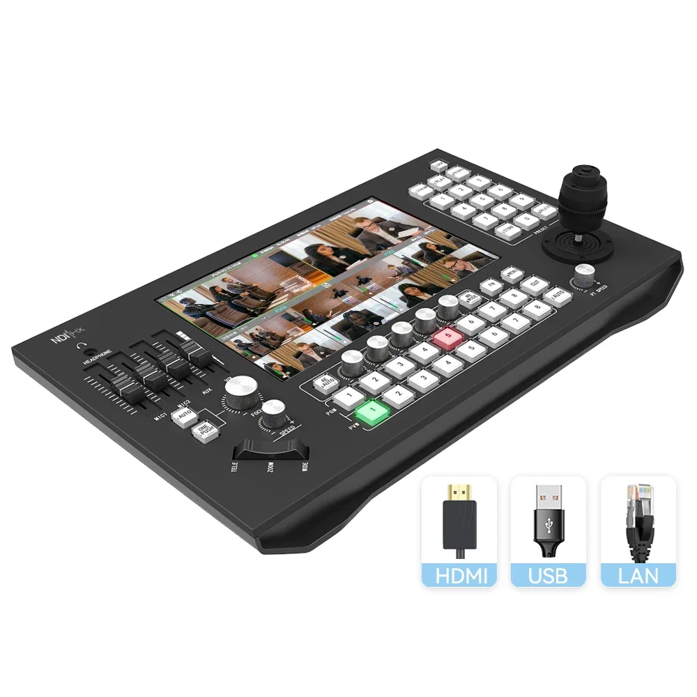 JJTS Video Mixer Switcher 10.1 Inch FHD LCD Screen 8-channel Live Streaming Switcher PGM Output PTZ Controller Video Switcher