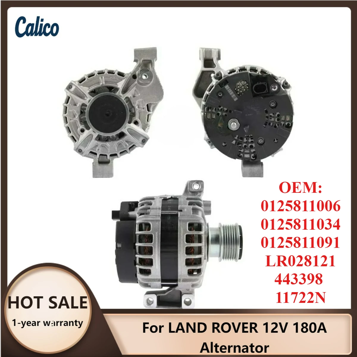 

Высококачественный генератор 12В 180А для LAND ROVER 0125811006 0125811034 0125811091 LR028121 443398 11722N