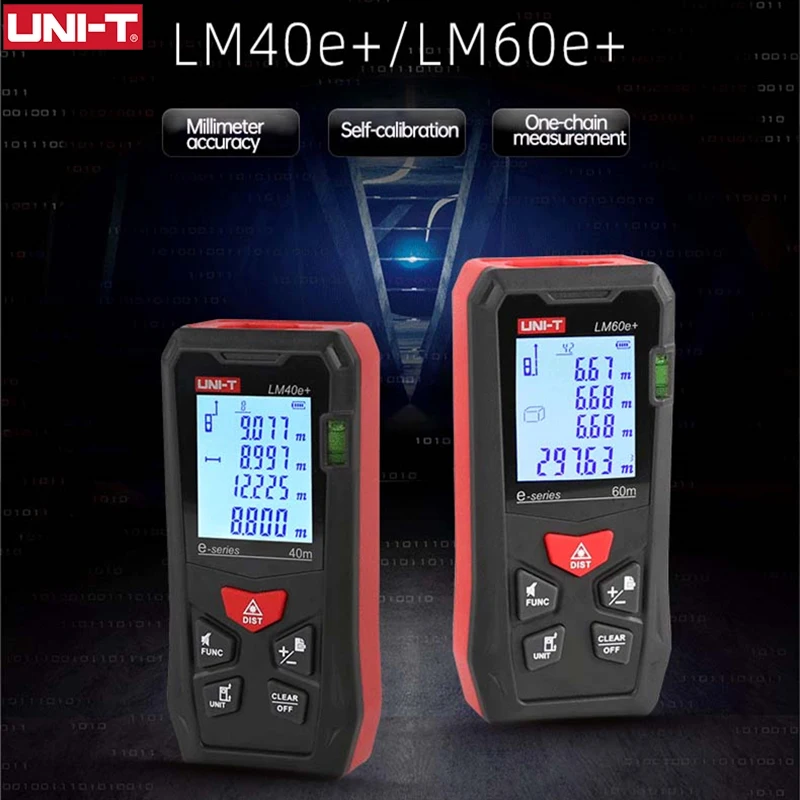 UNI-T LM40E+ LM60E+ Handheld Laser Rangefinder Distance Meter 40M 60M Laser Tape Build Measure Device Digit Electronic Ruler