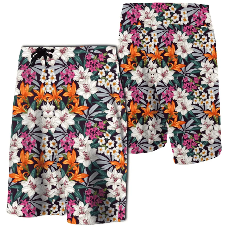 Neue Männer Strand Shorts Hawaii nahtlose exotische Muster mit tropischen Leave Board Shorts 3D-Druck Badehose Frauen kurze Hosen