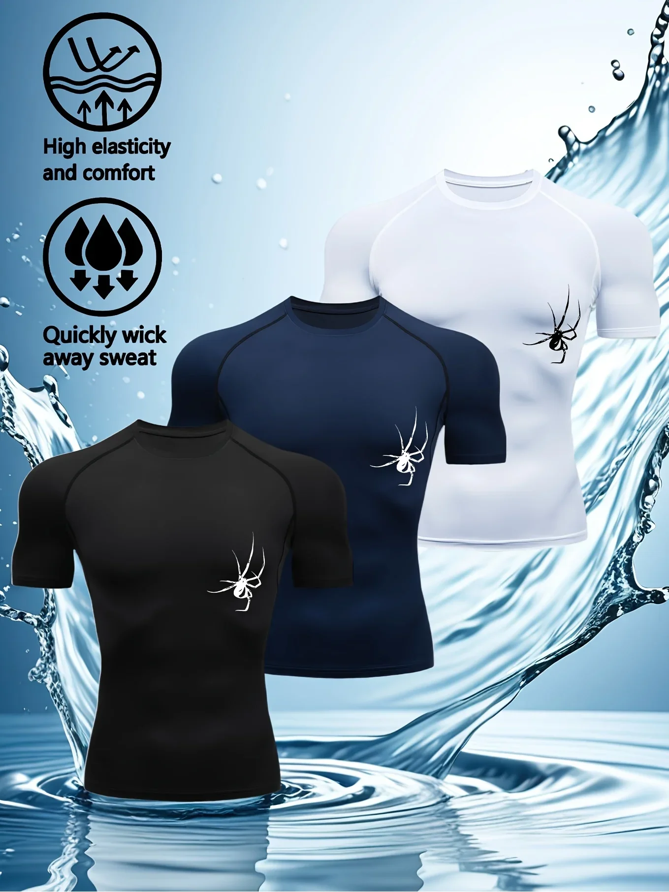 Triplet Men's Compression Printed T Shirt Summer Sportswear Running T-shirt Elastic Quick Dry Sport Gym Fitness TShirts Men