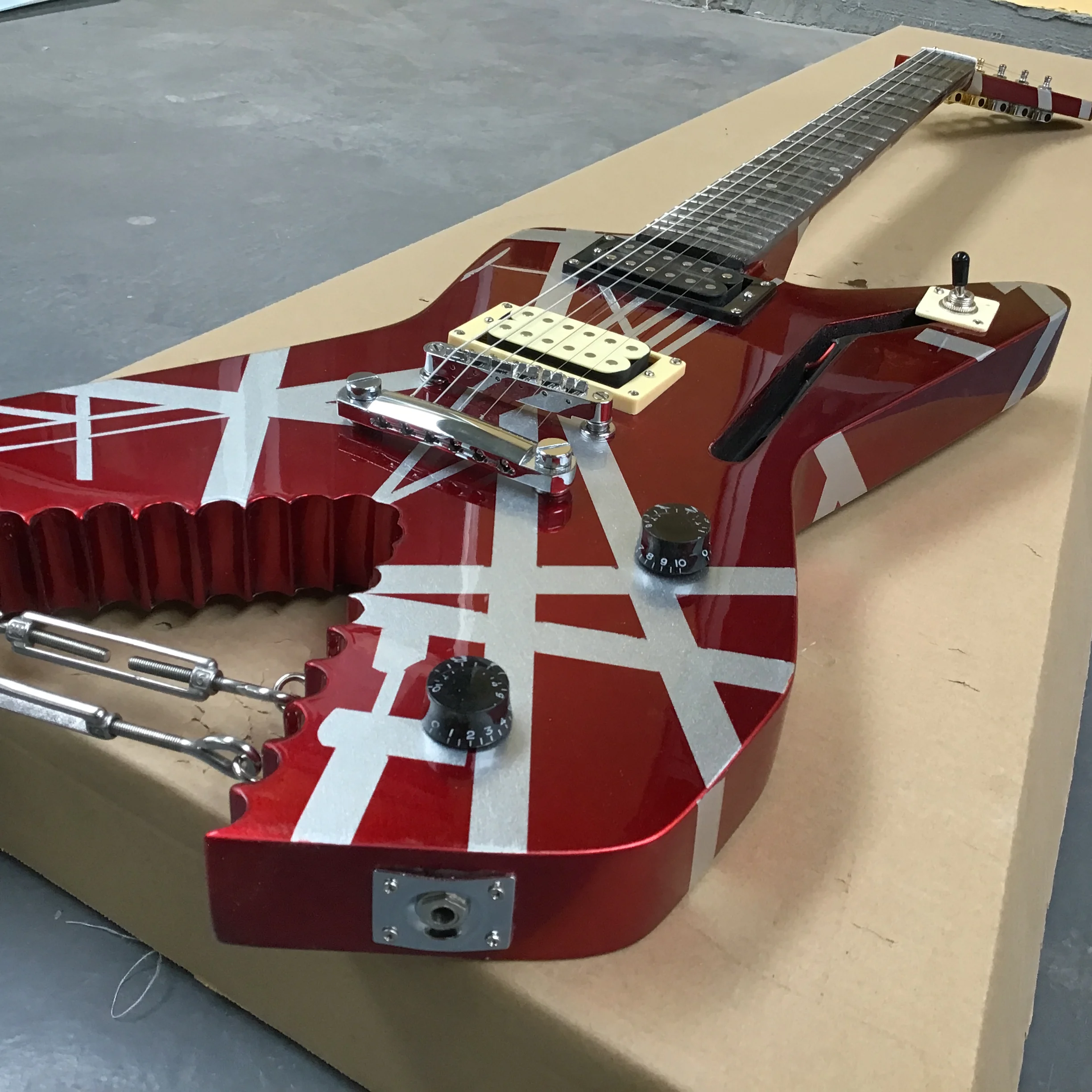 Red Shark Six-String Electric Guitar with H-H Pickups Fixed Bridge Musical Instrument with Spring