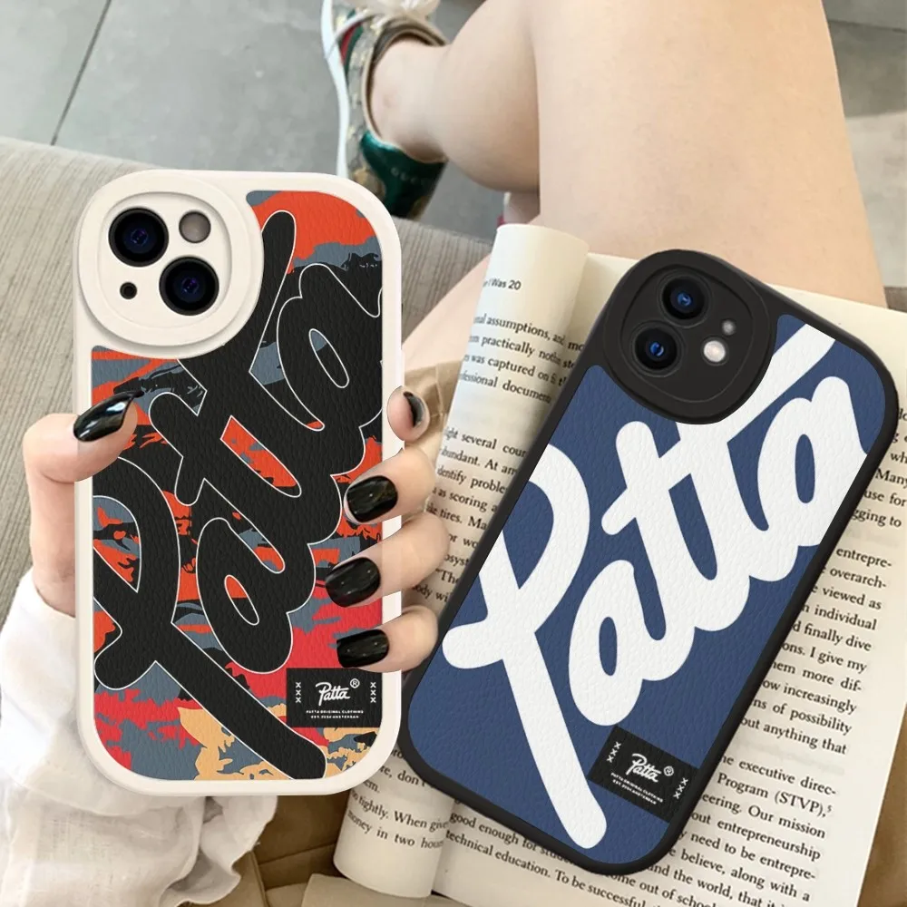 Fashion P-patta Phone Case Hard Leather For iPhone 15 14 13 12 Mini 11 14 Pro Max Xs X Xr Plus Fundas