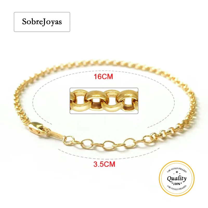 

Браслет-цепочка Роло с наполнителем золота 14 карат, непитающийся, гипоаллергенный ювелирный аксессуар, оптовая продажа браслета