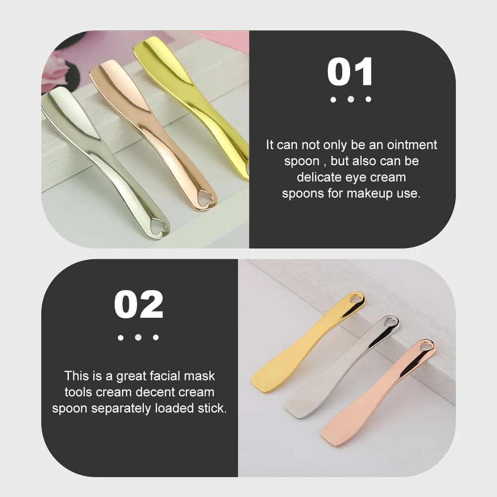 

3Pcs Facial Mask Spoon Metal Cream Extract Tool Eye Cream Spoon Beauty Spatula for Cosmetics Application Skin Care Tool