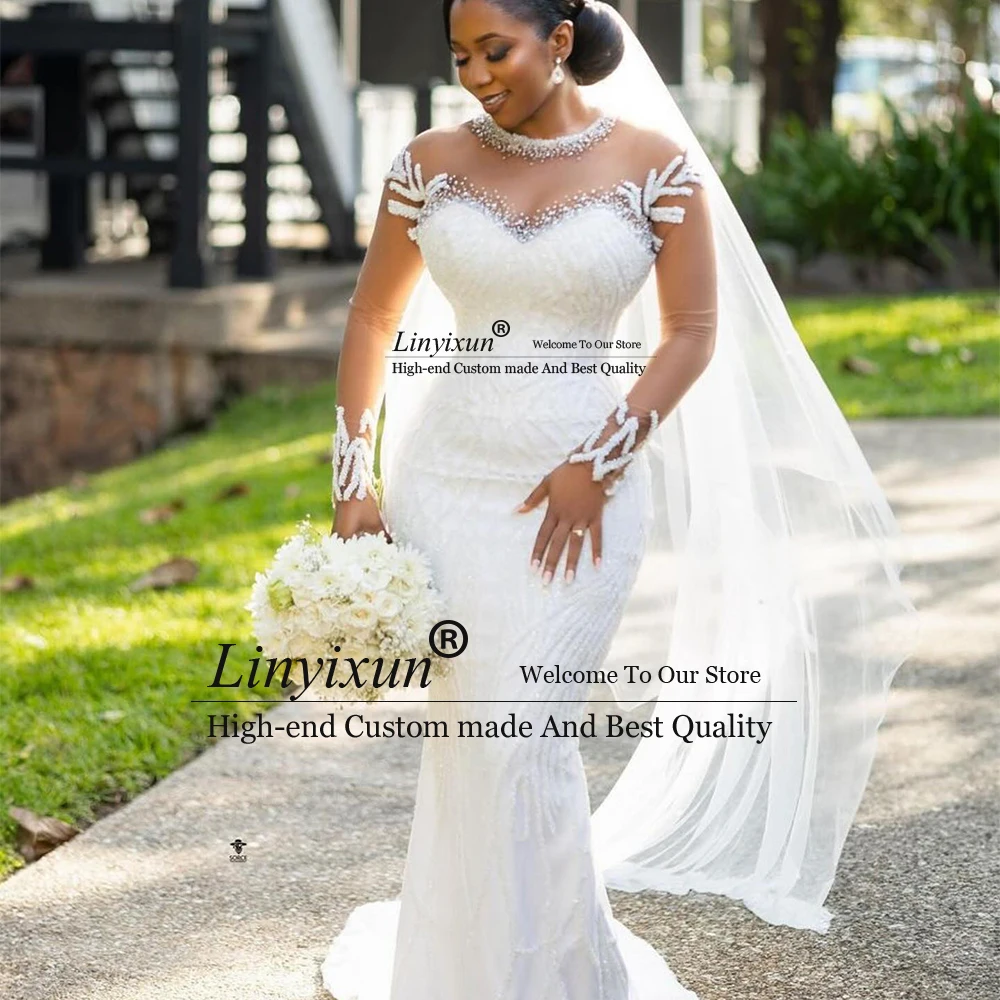 Elegant Pearls Mermaid Wedding Dress