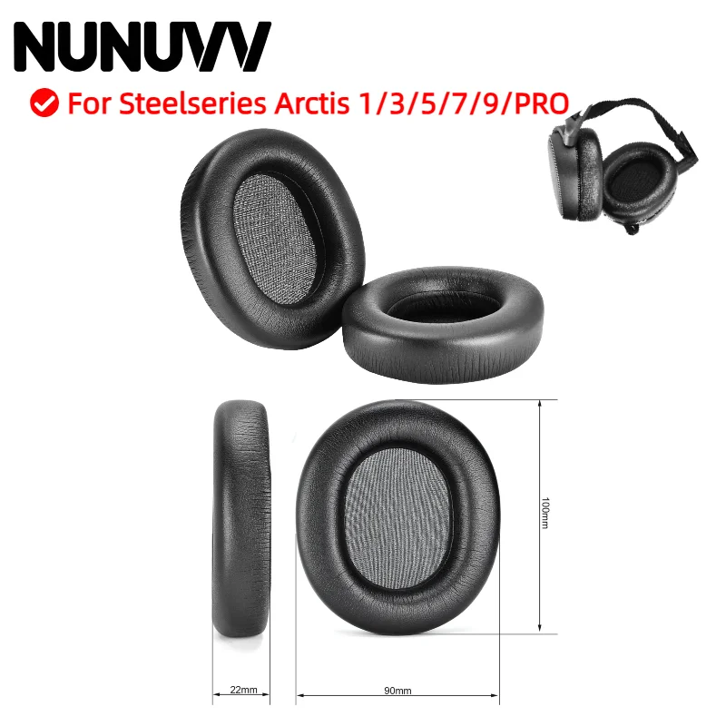وسادات أذن بديلة من NUNUVV لسماعات Steelseries Arctis 1/3/5/7/9/PRO غطاء للأذنين إسفنجي فائق النعومة غطاء وسادة سماعة الرأس