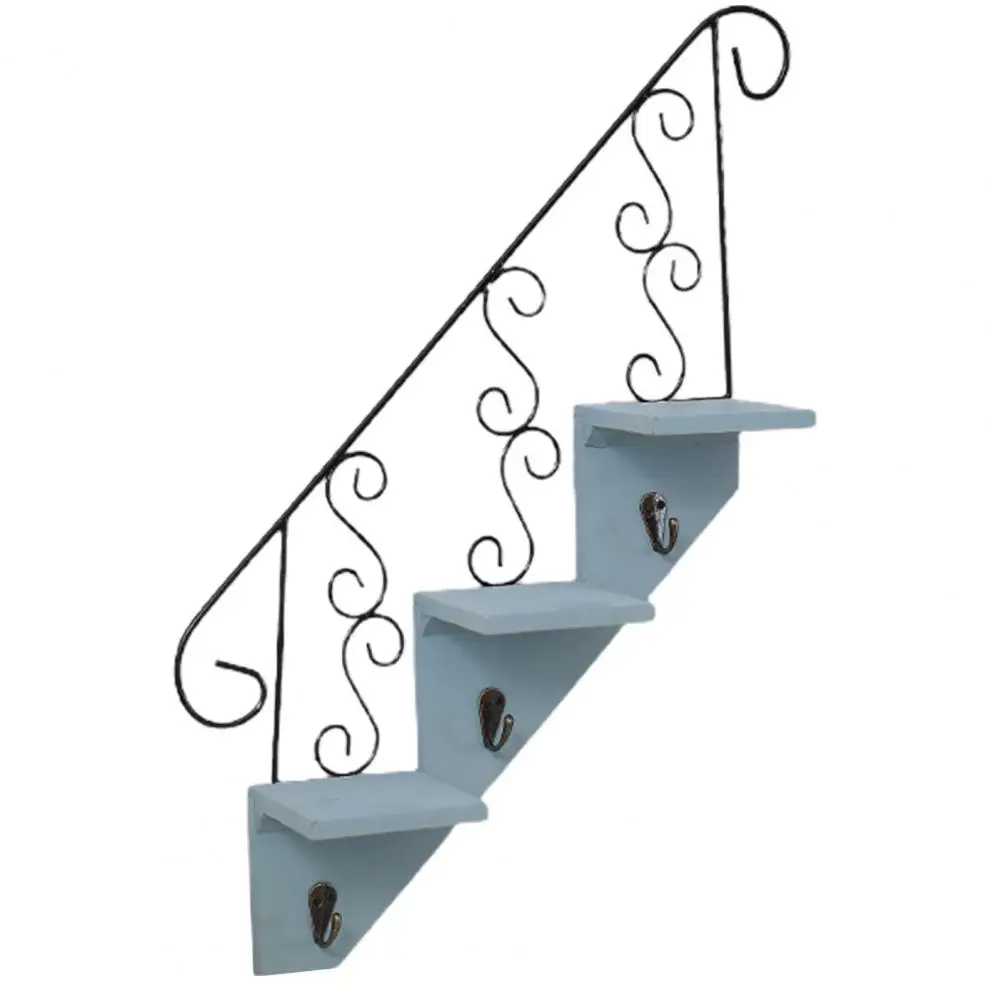 Wall Shelf Vintage Wall Flower Storage Rack for Canteen Strong Bearing Capacity Iron Art Background Ornament