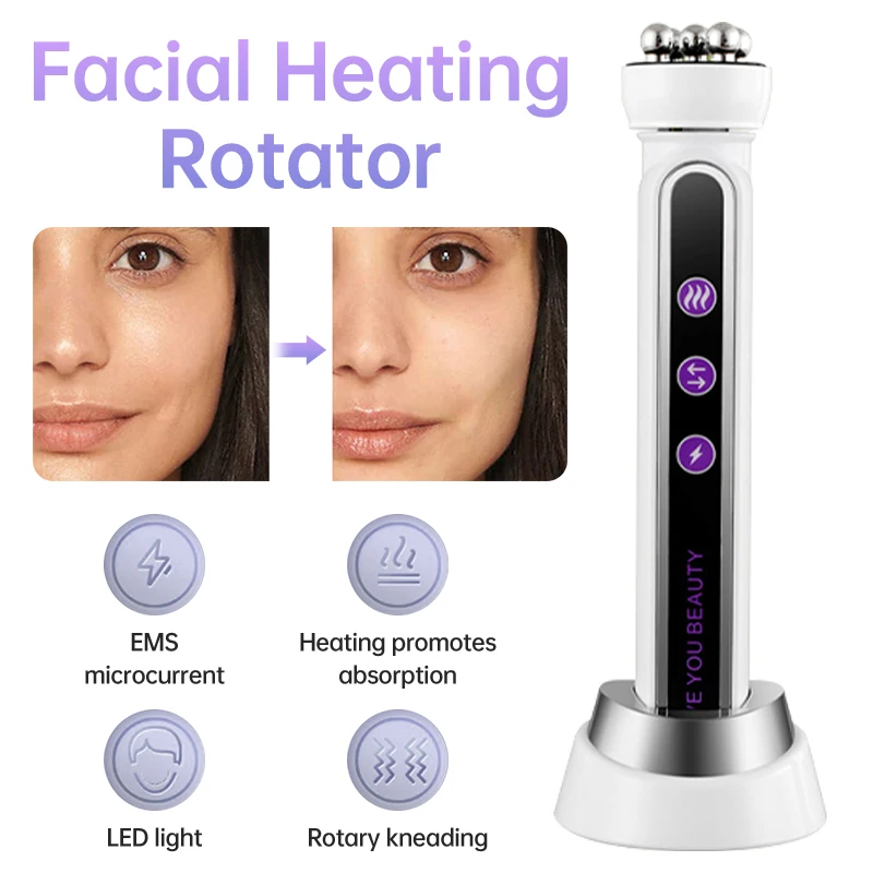 3 in 1 Facial 360° Roller Massager Heating EMS for Tightening Rejuvenation Wrinkle Removal Face Massager Home Use Beauty Devices