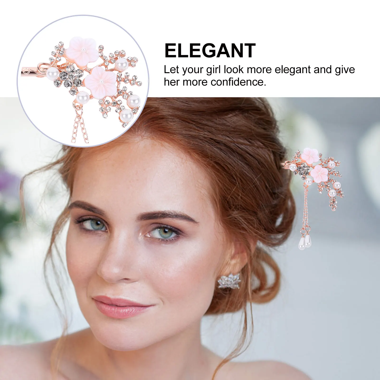 

2pcs Vintage Pearl Flower Hair Sticks Chinese Style Chignon Pin Tassel Retro Headdress Wedding Party Daily Elegant Accessories