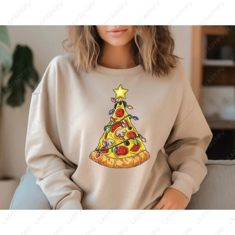 شجرة عيد الميلاد نمط شريحة البيتزا المضحكة لارتداء العطلة    هوديي المتناثرة الصيف أزياء عارضة البلوز الرجال النساء السترة #2