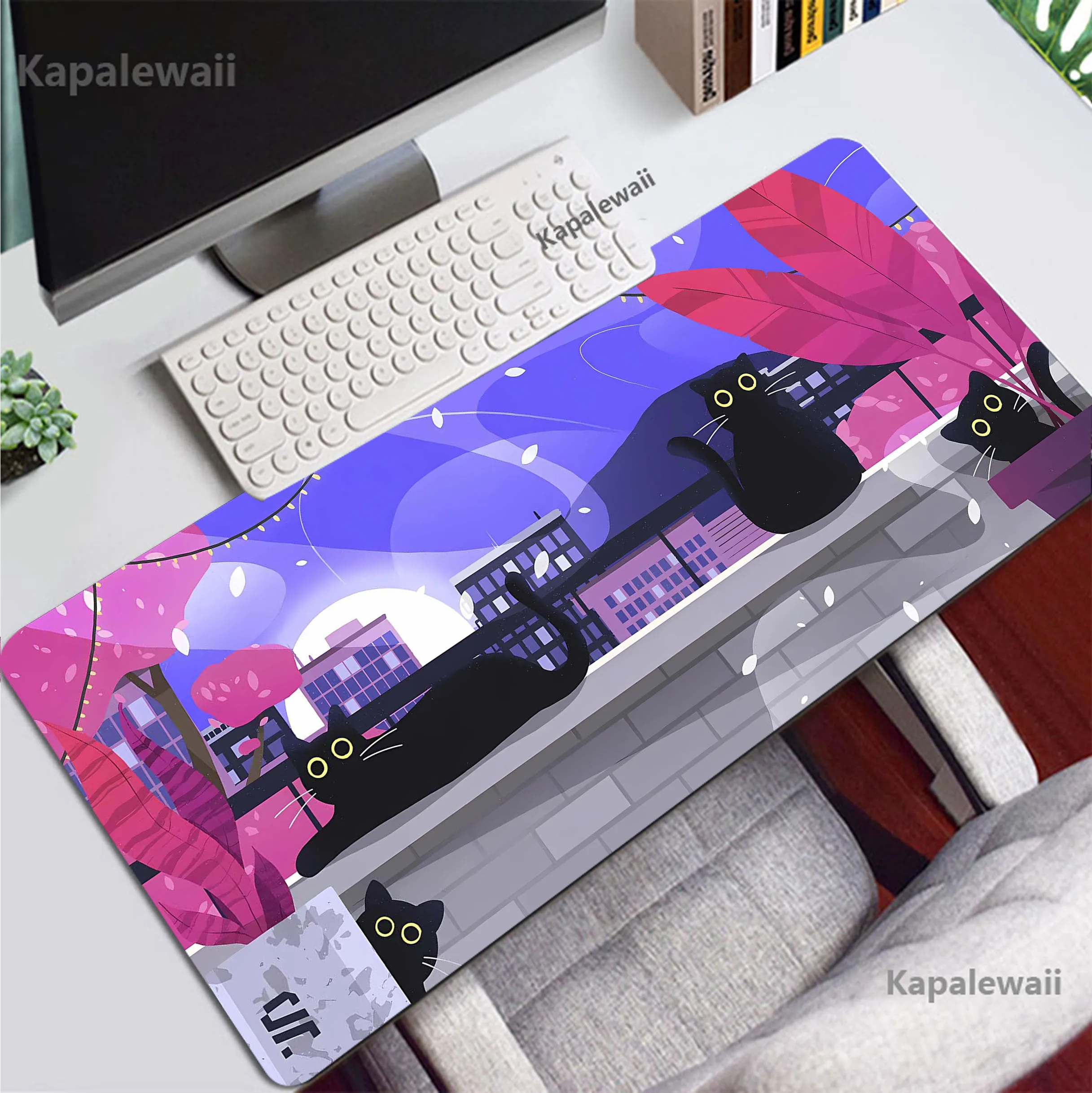 

Colorful Kawaii Cat Gaming Mousepad Pc 900x400mm XXL Mouse Pad Mousemat Non-slip Rubber Pads Big Desk Mat Keyboard Pads