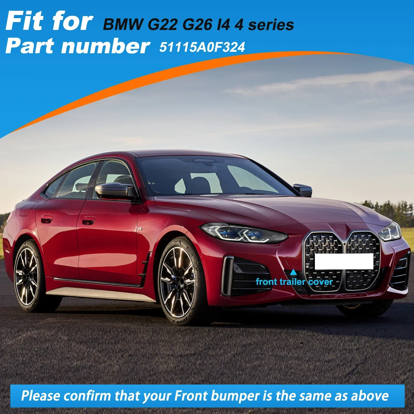 For BMW G22 G26 i4 4 Series 2021-2023 Front Bumper Tow Hook Cover Cap Towing Eye 51115A0F324